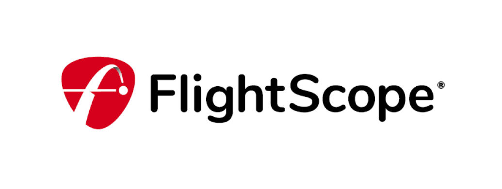 FlightScope logo with a red and black color scheme, displaying a stylized radar icon next to the brand name.